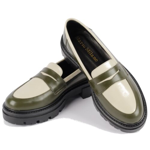 Poppy Vert/Beige Cuir